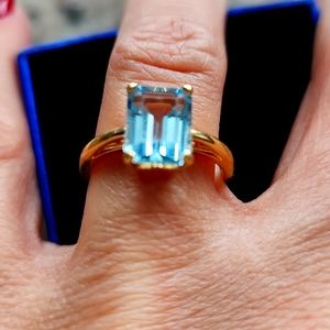 Custom made  2 carat topaz set in 14 k yellow gold